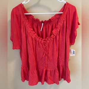 NWT Free People short sleeve pink blouse M